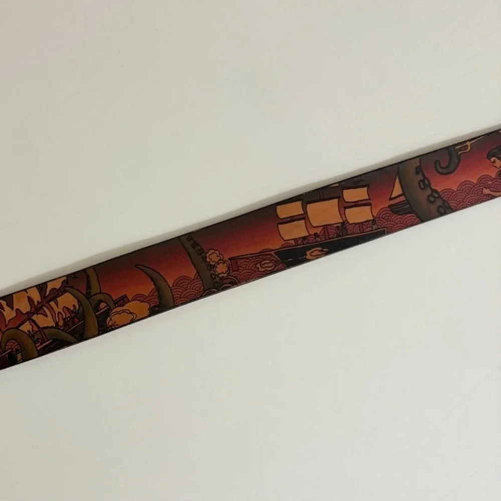 Unisex JON WYE Leather Paisley Belt Western‎ Retro Made in USA Men Women 46.5